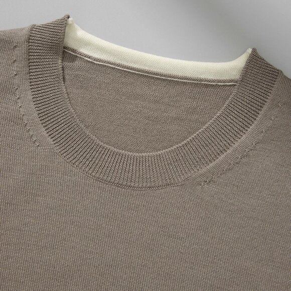 CHICJOC 120S Wool Contrast-Color Knit Sweater – Size 38 - Picture 7 of 11